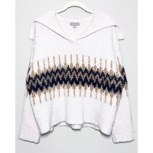 J. CREW Oversized Cozy Fair Isle Johnny Collar Sweater Boucle Women’s Size L